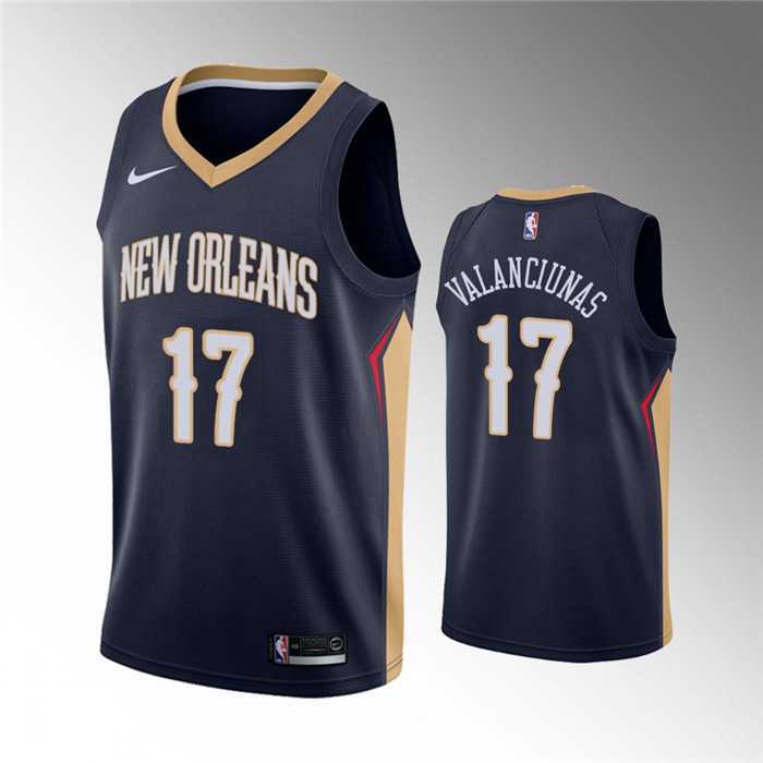 Men%27s New Orleans Pelicans #17 Jonas Valanciunas Navy Icon Edition Stitched Jersey Dzhi